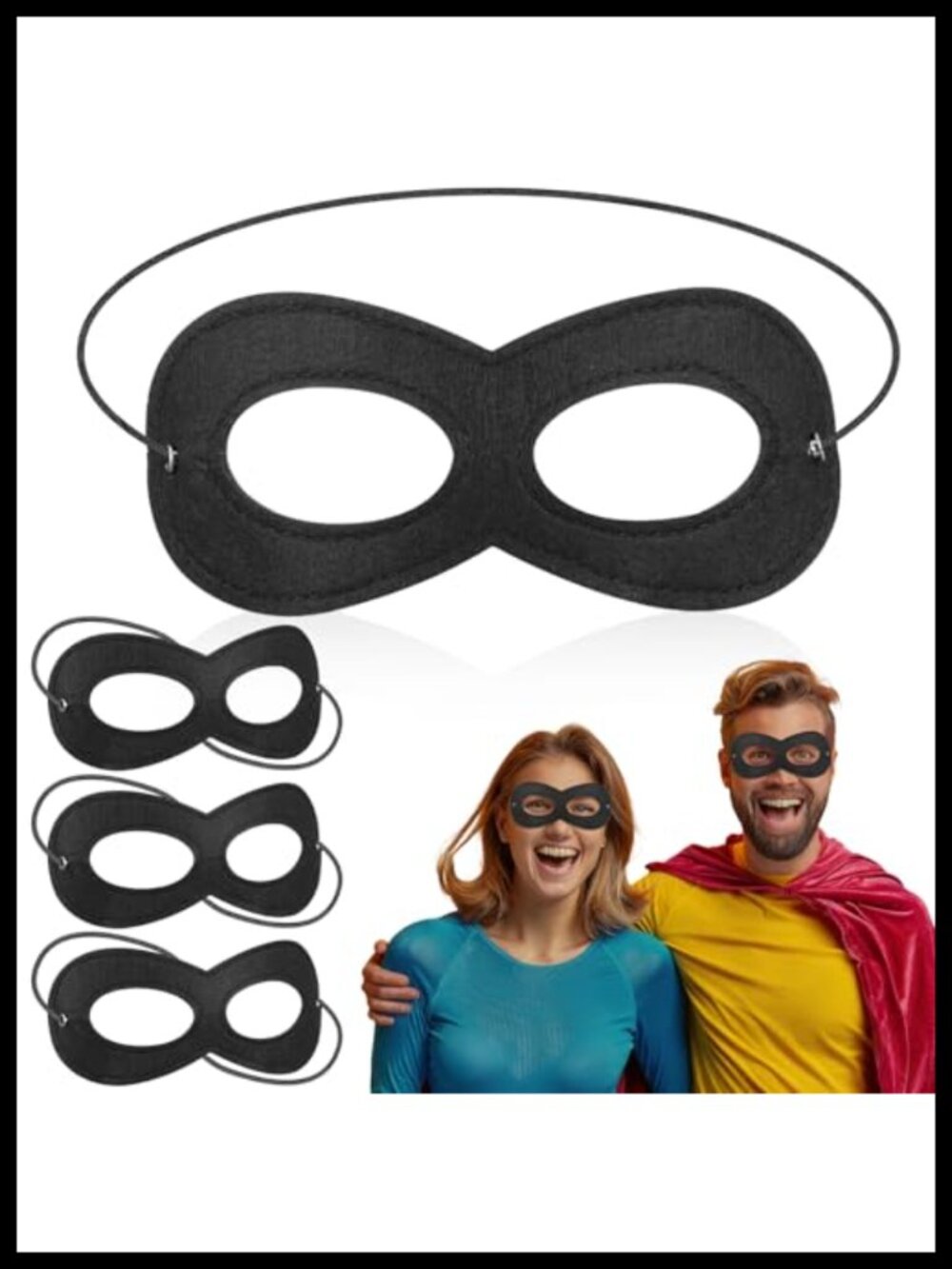 4 Pc Felt Eye Masks Adjustable Elastic Hero Robber Costume Masks Adults Cosplay